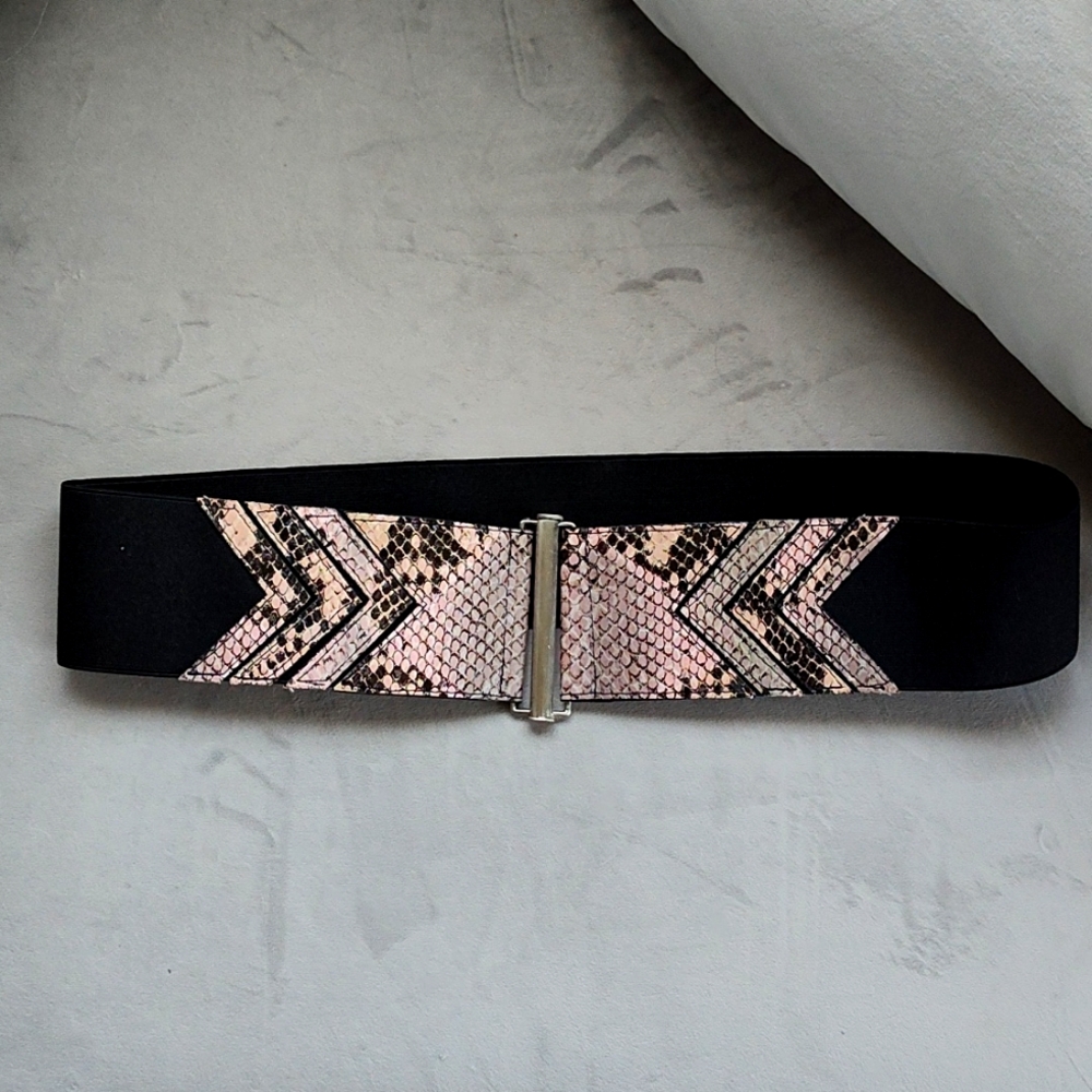 Pink and Black Elastic Belt-Medium